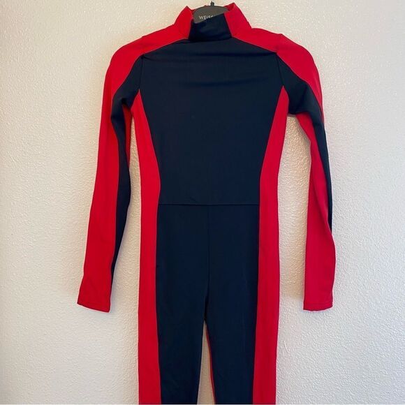 Weissman Elite Dance Costume unitard jumpsuit Black red Destinations MT11202 MC - Picture 2 of 12